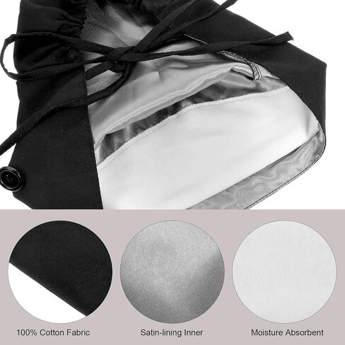 Gjinxi Scrub Caps Women Satin Lined Adjustable Surgical Caps for Women Working Cap with Button Scrub Cap Ponytail Cotton Nurse Hat with Ponytail Holder, Moisture Wicking Sweatband, One Size, Black in Saudi Arabia