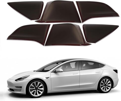 6PCS Car Rear Tail light Cover Compatible with Tesla Model 3/Y 2016-2022, Blackout Tail Brake Light Guard Cover Bezels, Reverse Tail Lamp Shell Shade, Smoked Rear Headlight Protection Cover, ABS in Kuwait