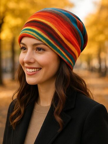 Colorful Pullover Ski Hat Beanie with Neck Warmer for Men Women Winter Skull Cap in Saudi Arabia