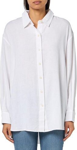 Nautica Womens Linen Blend Long Sleeve Button Through Shirt in Saudi Arabia