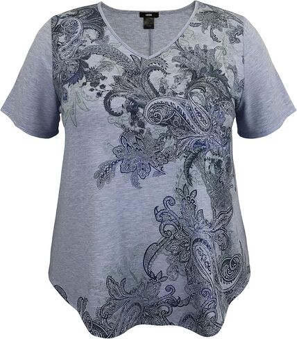 LEEBE Women and Plus Size Short Sleeve Print Top II (Small-5X) in Kuwait