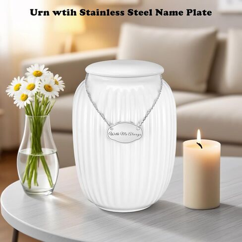 SOITIS Ceramic Cremation Urn for Adult Female Male, 8.27 inch Memorial Urns for Human Ashes, Keepsake for Funeral for Women Men, Decorative Urns for Human Ashes in Saudi Arabia