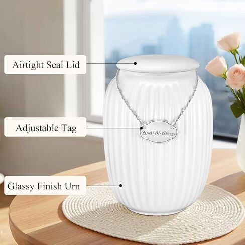 SOITIS Ceramic Cremation Urn for Adult Female Male, 8.27 inch Memorial Urns for Human Ashes, Keepsake for Funeral for Women Men, Decorative Urns for Human Ashes in Saudi Arabia