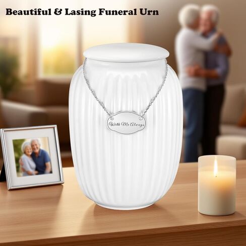 SOITIS Ceramic Cremation Urn for Adult Female Male, 8.27 inch Memorial Urns for Human Ashes, Keepsake for Funeral for Women Men, Decorative Urns for Human Ashes in Saudi Arabia