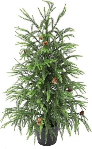 5ft نورفولك الصنوبر شجرة عيد الميلاد مقاومة للأشعة فوق البنفسجية، 60in فو شجرة الصنوبر نورفولك مع لمسة حقيقية ناعمة أوراق محكم بشكل واضح، شجرة صنوبر اصطناعية قوية لشرفة الفناء الديكور في الهواء الطلق in Kuwait