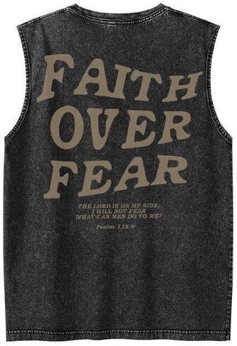 UOUA Men's Graphic Tank Tops Washed Sleeveless Tee Shirts Summer Vintage Cotton Streetwear (S-2XL) in Saudi Arabia