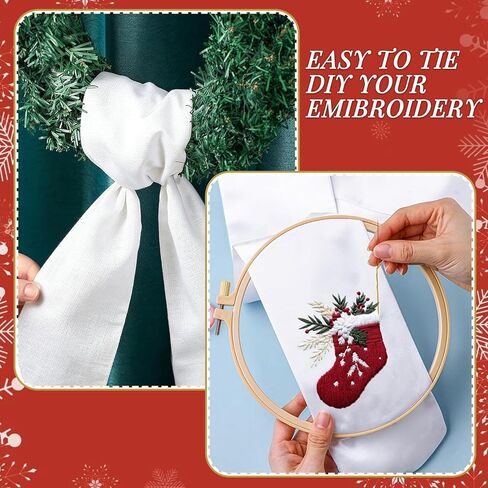 4 Pieces Christmas Wreath Sash for Front Door, White Burlap Sash, Holiday Baby Shower Wreath Accessories for Home Birthday Wedding Party Decorations, 4.3" W x 59" L in Saudi Arabia