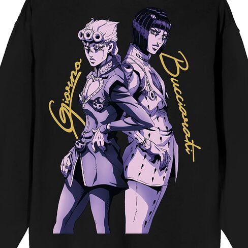 سترة Bioworld Jojo's Bizarre Adventure Giorno & Bucciarati من الخلف إلى الخلف للكبار باللون الأسود ورقبة دائرية وأكمام طويلة in Saudi Arabia