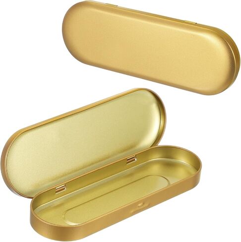 uxcell 2pcs Metal Hinged Tins Box, 6.9x2.4x0.7 Inch Rectangular Empty Tin Box Portable Pencil Containers for Pen Makeup Brushes Home Organizers, Black in Saudi Arabia
