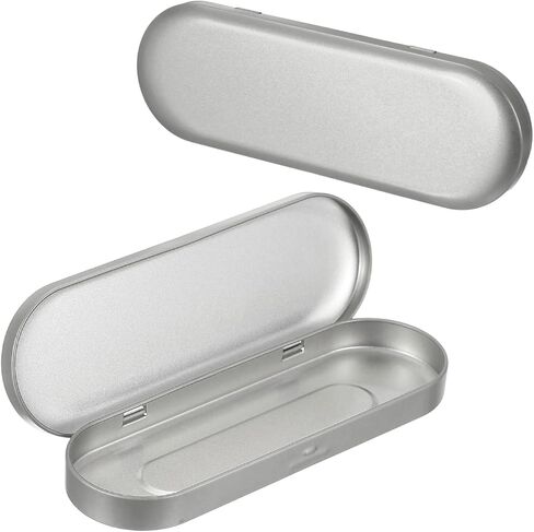 uxcell 2pcs Metal Hinged Tins Box, 6.9x2.4x0.7 Inch Rectangular Empty Tin Box Portable Pencil Containers for Pen Makeup Brushes Home Organizers, Black in Saudi Arabia