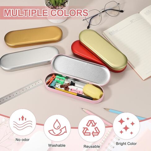 uxcell 2pcs Metal Hinged Tins Box, 6.9x2.4x0.7 Inch Rectangular Empty Tin Box Portable Pencil Containers for Pen Makeup Brushes Home Organizers, Black in Saudi Arabia