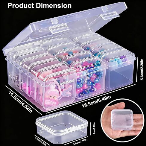 15-Grid Clear Plastic Storage Box with Hinged Lid - Mini Craft Organizer for Beads, Jewelry Making Supplies, Small DIY Crafts & Tiny Accessories in Saudi Arabia