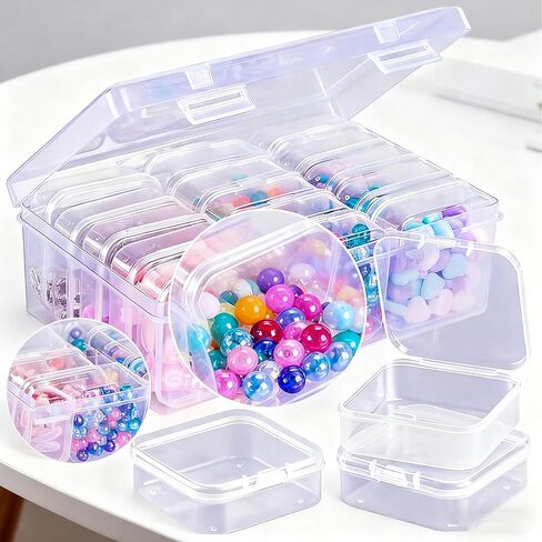 15-Grid Clear Plastic Storage Box with Hinged Lid - Mini Craft Organizer for Beads, Jewelry Making Supplies, Small DIY Crafts & Tiny Accessories in Saudi Arabia