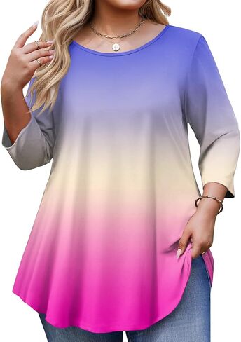 ovticza Tunic Tops for Women Oversize 3/4 Length Sleeve Crewneck Business Casual Womens Blouses 2026 Spring Summer Work Shirt in Saudi Arabia