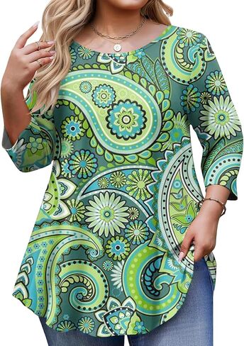 ovticza Tunic Tops for Women Oversize 3/4 Length Sleeve Crewneck Business Casual Womens Blouses 2026 Spring Summer Work Shirt in Saudi Arabia