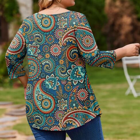 ovticza Tunic Tops for Women Oversize 3/4 Length Sleeve Crewneck Business Casual Womens Blouses 2026 Spring Summer Work Shirt in Saudi Arabia