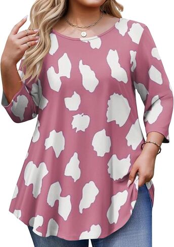 ovticza Tunic Tops for Women Oversize 3/4 Length Sleeve Crewneck Business Casual Womens Blouses 2026 Spring Summer Work Shirt in Saudi Arabia