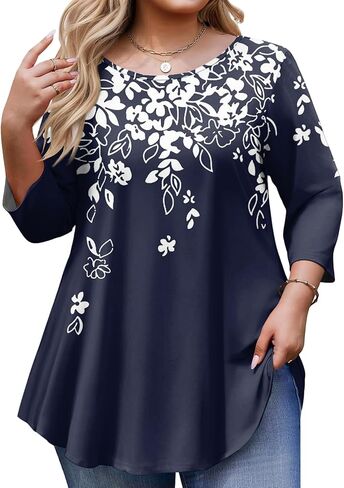ovticza Tunic Tops for Women Oversize 3/4 Length Sleeve Crewneck Business Casual Womens Blouses 2026 Spring Summer Work Shirt in Saudi Arabia