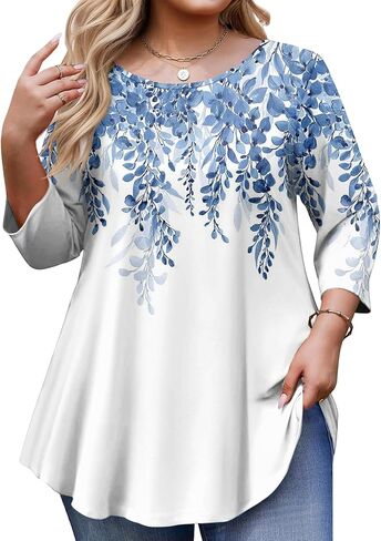 ovticza Tunic Tops for Women Oversize 3/4 Length Sleeve Crewneck Business Casual Womens Blouses 2026 Spring Summer Work Shirt in Saudi Arabia