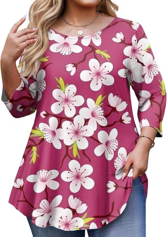 ovticza Tunic Tops for Women Oversize 3/4 Length Sleeve Crewneck Business Casual Womens Blouses 2026 Spring Summer Work Shirt in Saudi Arabia