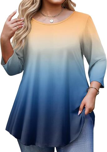 ovticza Tunic Tops for Women Oversize 3/4 Length Sleeve Crewneck Business Casual Womens Blouses 2026 Spring Summer Work Shirt in Saudi Arabia
