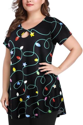 MONNURO Womens Short Sleeve Sexy Keyhole Summer Swing Tunic Tops Plus Size Casual Loose Shirts Blouses in Saudi Arabia