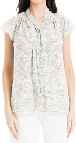 Max Studio Women's Georgette Flutter Sleeve Front Tie Blouse in Saudi Arabia