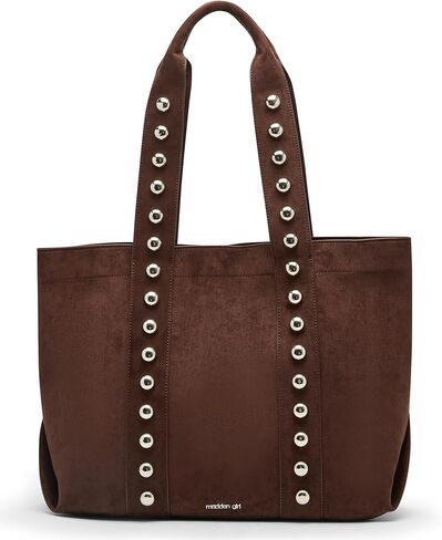 Madden Girl Women's ASLOANE Tote, Shoulder Bag, Brown Suede, Medium in Saudi Arabia