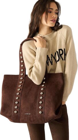 Madden Girl Women's ASLOANE Tote, Shoulder Bag, Brown Suede, Medium in Saudi Arabia
