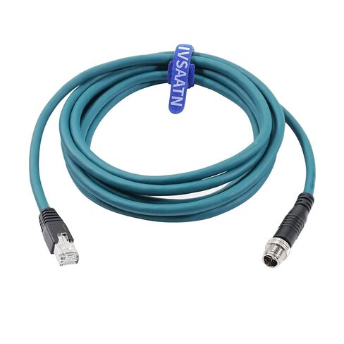 CAT-7E Ethernet محمية كابل M12 X-Type 8 إلى RJ45 شبكة صناعية مقاومة للماء كبل مرن عالي لـ Cognex (5M ، الزاوية اليمنى X-Code Blue) in Kuwait
