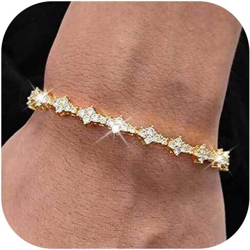 Tennis Bracelets for Women Trendy Blue Sapphire Gemstone Rhinestone Dainty Silver Bangle Prom Wedding Jeweley Gifts for Birthday Christmas Stocking Stuffers in Saudi Arabia