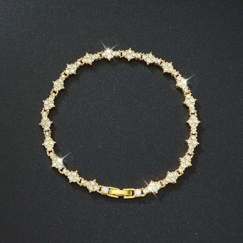 Tennis Bracelets for Women Trendy Blue Sapphire Gemstone Rhinestone Dainty Silver Bangle Prom Wedding Jeweley Gifts for Birthday Christmas Stocking Stuffers in Saudi Arabia