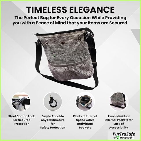 Prokevlock PurTraSafe Anti-Theft Crossbody Purse, UHMWPE & HPPE level V Material, Gray, Portable Key Lock Storage Purse for Travel, Camping, Pool, Beach, and More in Saudi Arabia