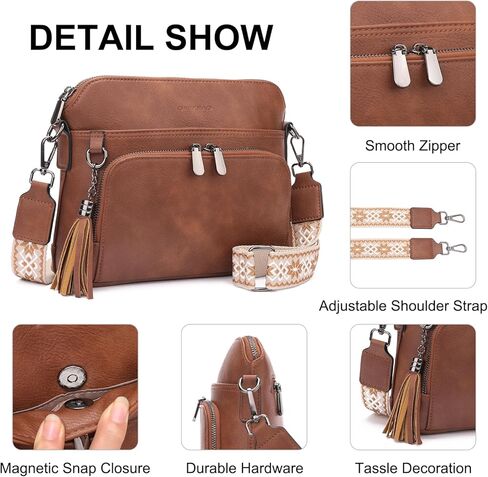 GAEKEAO Crossbody Purses for Women Medium Crossbody Bag Vegan Leather Women's Travel Purse Built in Wallet with Tassel in Saudi Arabia