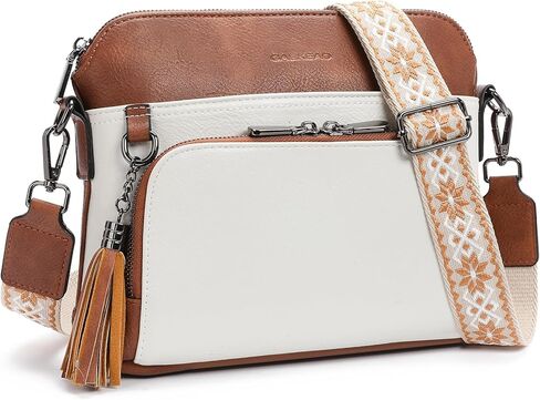 محفظة GAEKEAO Crossbody للنساء حقيبة كروس متوسطة الحجم من الجلد النباتي محفظة سفر نسائية مدمجة في المحفظة مع شرابة in Kuwait