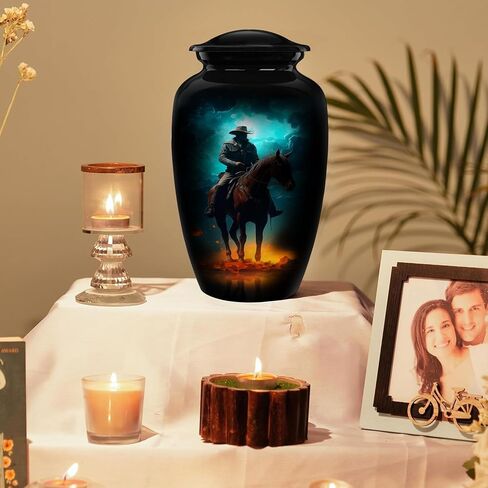 Cowboy Horse Cremation Urn for Human Ashes – Adult Large Aluminum Funeral Burial Urn – Western Decorative Memorial Urn for Men and Women – Holds Up to 200 lbs in Saudi Arabia