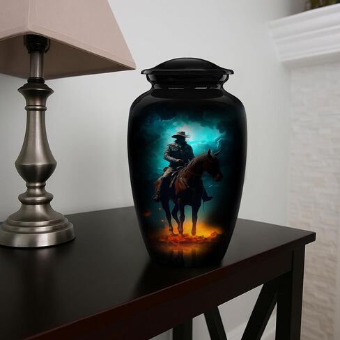 Cowboy Horse Cremation Urn for Human Ashes – Adult Large Aluminum Funeral Burial Urn – Western Decorative Memorial Urn for Men and Women – Holds Up to 200 lbs in Saudi Arabia