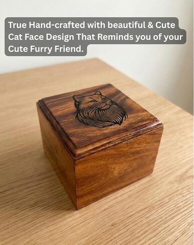 Wooden Urn Beautiful Cat Face Design-Pet Urns for Cat Ashes-Decorative Wooden Pet Urns for Ashes - Rosewood Cremation Urns for All Pets-Urns for Cats-Wooden Box in Saudi Arabia