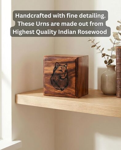 Wooden Urn Beautiful Cat Face Design-Pet Urns for Cat Ashes-Decorative Wooden Pet Urns for Ashes - Rosewood Cremation Urns for All Pets-Urns for Cats-Wooden Box in Saudi Arabia