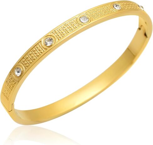GOLD TROVE Love Bangle Bracelet for Women | Stainless Steel Hypoallergenic Gold Bracelet for Her | Minimalist Round CZ Friendship Bangle for Girlfriend, Wife in Saudi Arabia