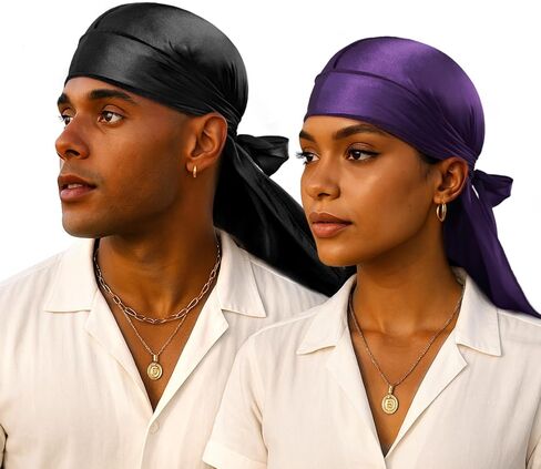 YFONG 100% 22 Momme Mulberry Silk Durags للرجال والنساء، حزام طويل للغاية حريري، مسامي وناعم لـ 360 موجة، مثالي لتغذية شعرك وملابس عصرية، قطعة واحدة، أسود in Kuwait