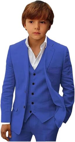 Mi Bo Tong Boys Linen Suit Slim Fit Kids Suit for Boys Summer Beach Wedding Suit Kids Tuxedos Suit Blazer Vest Pants Set Sage Green 10 in Saudi Arabia