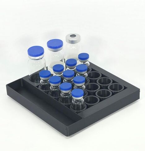 Vial Organizer for Refrigerator Use | Home Vial Organizer Tray for Peptide– 5"x5"x0.75", Lightweight (8g) (Black) in Saudi Arabia