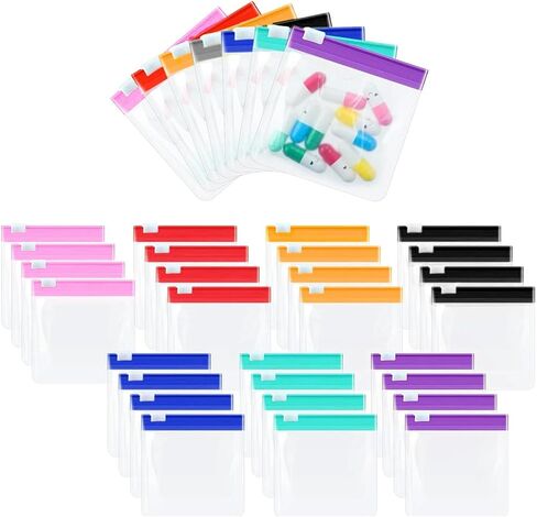 25pcs Blue Pill Bags for Travel, Small resealable Medicine Organizer with writable Labels in Saudi Arabia