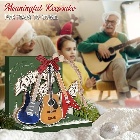 Guitar Christmas Ornament 2025 - Music Ornaments, Guitar Gifts for Men Women - Wooden Musical Instrument Christmas Tree Decorations - Guitars Player, Band Member, Music Lover Gift Ideas in Saudi Arabia