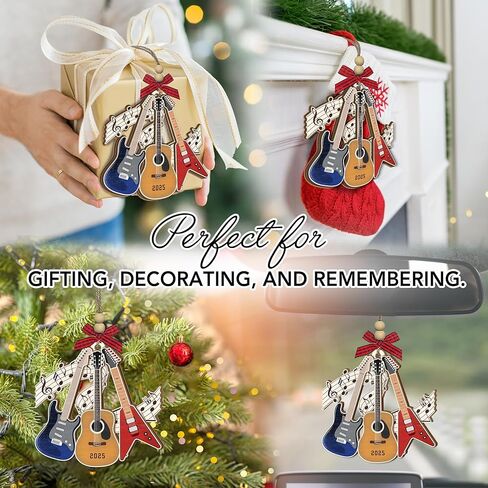 Guitar Christmas Ornament 2025 - Music Ornaments, Guitar Gifts for Men Women - Wooden Musical Instrument Christmas Tree Decorations - Guitars Player, Band Member, Music Lover Gift Ideas in Saudi Arabia