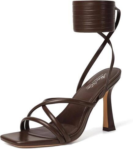 صنادل Mostrin النسائية ذات الكعب العالي بأربطة للنساء وكعب مربع مفتوح عند الأصابع وربطة صنادل بكعب عالٍ للحفلات الراقصة والحفلات والارتداء اليومي in Kuwait