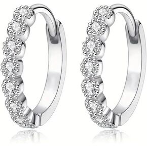 Women's 925 Sterling Silver Exquisite Hoop Earrings, Set With Dazzling Cubic Zirconia, Lightweight And Hypoallergenic, Fashion Women's Jewelry For Daily And Wedding Wear, The Best Gift For Your Wife Or Friends in Kuwait