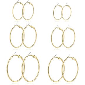 Warmsmile 6 Pairs Gold and Silver Plated Hoop Earrings Set for Women – Trendy Silver and Gold Huggie Hoops, Big Silver and Gold Earrings, Chunky Jewelry for Multiple Piercings, Fashion Gift Pack, Stylish Silver Jewelry for Everyday Wear in Saudi Arabia