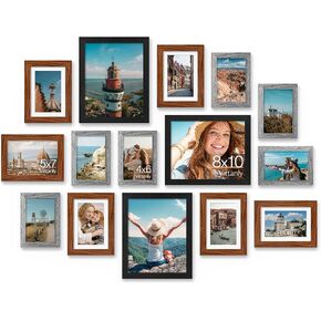 Vittanly 15 Pack Picture Frames Decore Collage Wall Decord لشاشة التثبيت أو عرض الطاولة ، إطار معرض للعائلة ، وأحجام متعددة بما في ذلك 3pcs 8x10 ، 6pcs 5x7 ، 6pcs 4x6 ، Black in Kuwait
